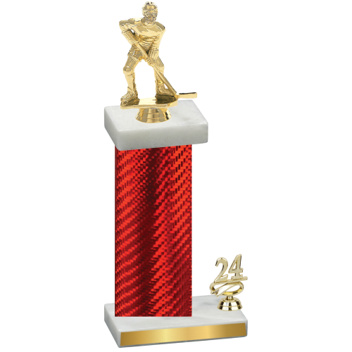 Accented Single Red Carbon Fiber Year Hockey Trophy