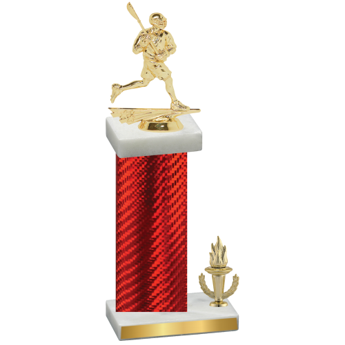 Accented Single Red Carbon Fiber Victory Lacrosse Trophy