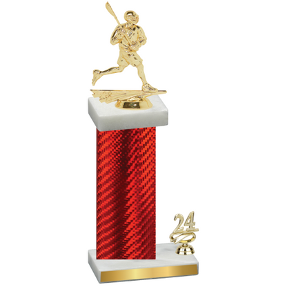 Accented Single Red Carbon Fiber Year Lacrosse Trophy