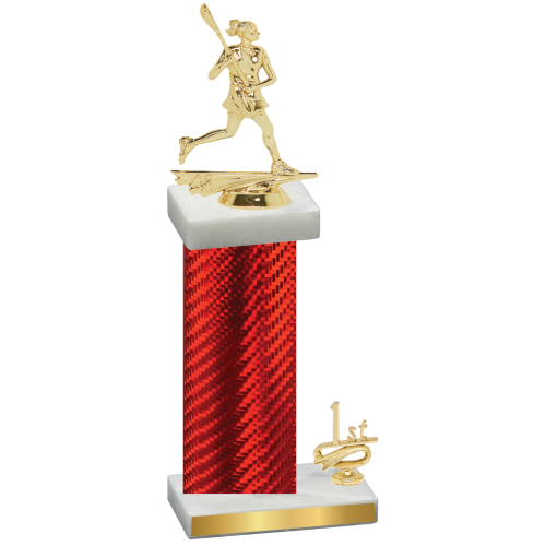 Accented Single Red Carbon Fiber First Place Lacrosse Trophy