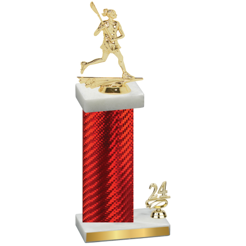Accented Single Red Carbon Fiber Year Lacrosse Trophy