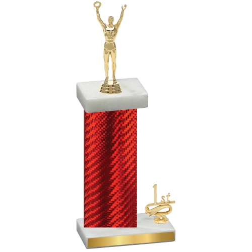 Accented Single Red Carbon Fiber First Place Victory Trophy