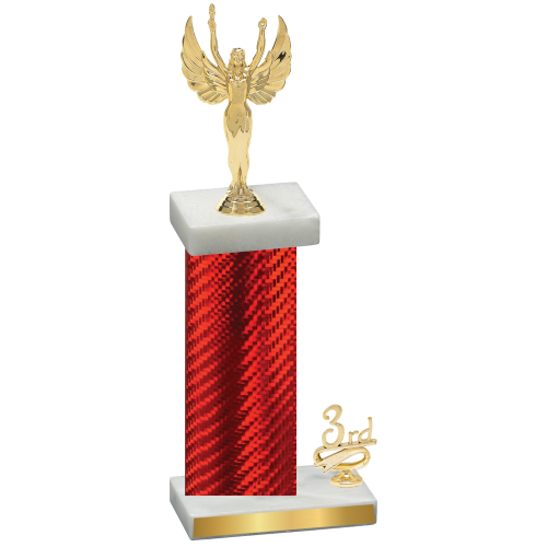 Accented Single Red Carbon Fiber Third Place Victory Trophy