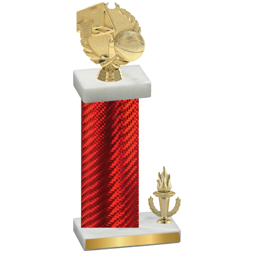 Accented Single Red Carbon Fiber Victory Basketball Trophy