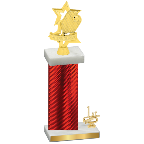 Accented Single Red Carbon Fiber First Place Pickleball Trophy