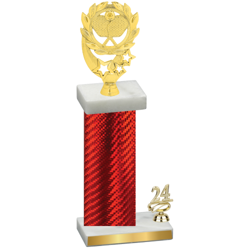 Accented Single Red Carbon Fiber Year Pickleball Trophy