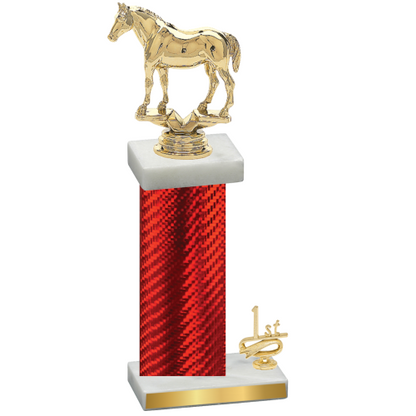 Accented Single Red Carbon Fiber First Place Horses Trophy