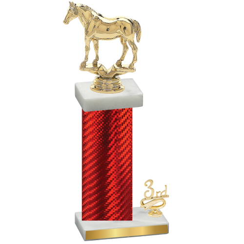 Accented Single Red Carbon Fiber Third Place Horses Trophy