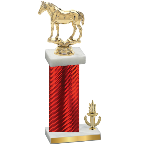 Accented Single Red Carbon Fiber Victory Horses Trophy