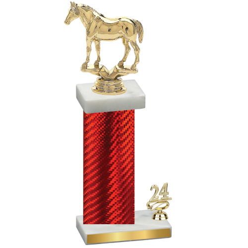 Accented Single Red Carbon Fiber Year Horses Trophy