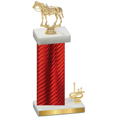 Accented Single Red Carbon Fiber First Place Horses Trophy