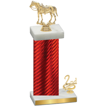 Accented Single Red Carbon Fiber Second Place Horses Trophy