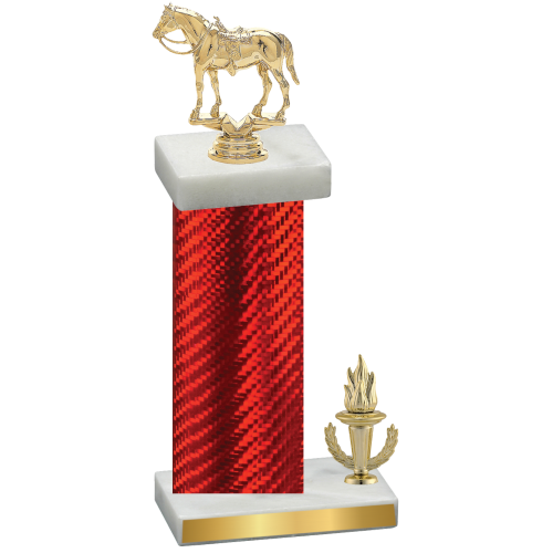 Accented Single Red Carbon Fiber Victory Horses Trophy