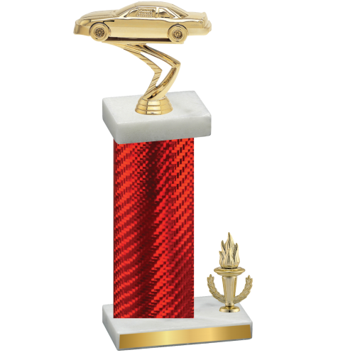 Accented Single Red Carbon Fiber Victory Cars Trophy