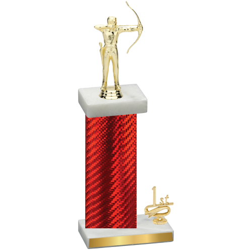 Accented Single Red Carbon Fiber First Place Archery Trophy