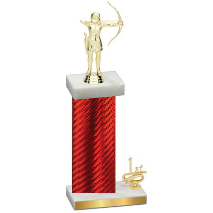 Accented Single Red Carbon Fiber First Place Archery Trophy