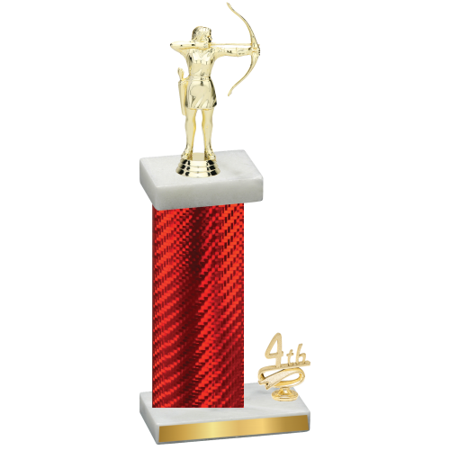 Accented Single Red Carbon Fiber Fourth Place Archery Trophy