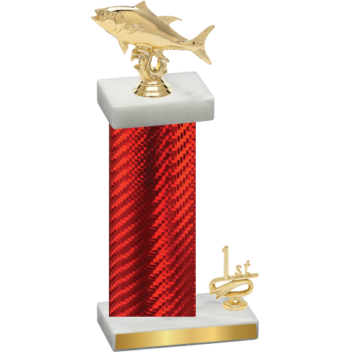 Accented Single Red Carbon Fiber First Place Fishing Trophy