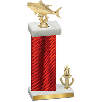 Accented Single Red Carbon Fiber Victory Fishing Trophy