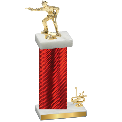 Accented Single Red Carbon Fiber First Place Shooter Trophy