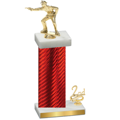 Accented Single Red Carbon Fiber Second Place Shooter Trophy