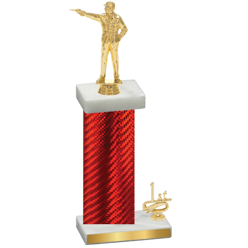 Accented Single Red Carbon Fiber First Place Shooter Trophy