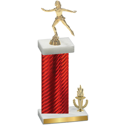 Accented Single Red Carbon Fiber Victory Skater Trophy