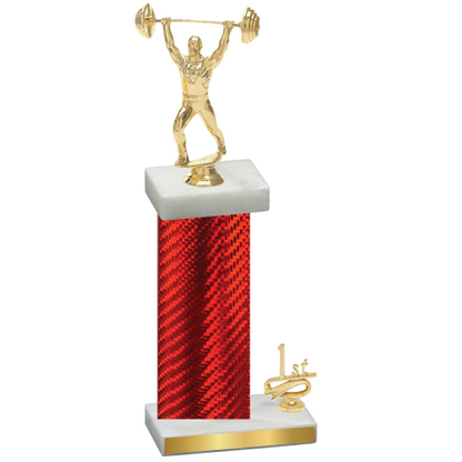 Accented Single Red Carbon Fiber First Place Weights Trophy