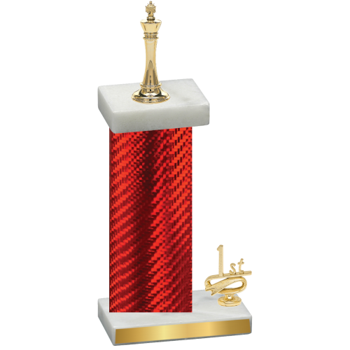 Accented Single Red Carbon Fiber First Place Chess Trophy