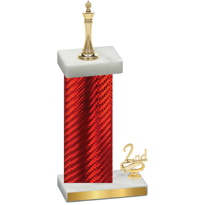 Accented Single Red Carbon Fiber Second Place Chess Trophy