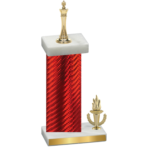 Accented Single Red Carbon Fiber Victory Chess Trophy