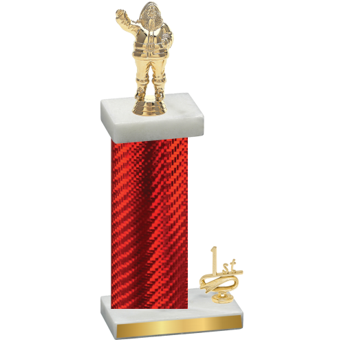 Accented Single Red Carbon Fiber First Place Holiday Trophy