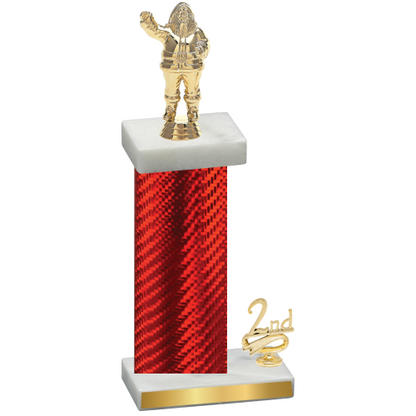 Accented Single Red Carbon Fiber Second Place Holiday Trophy