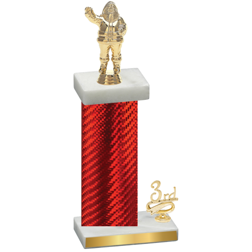 Accented Single Red Carbon Fiber Third Place Holiday Trophy