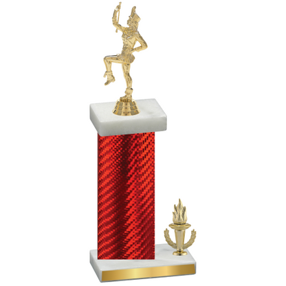 Accented Single Red Carbon Fiber Victory Majorette Trophy