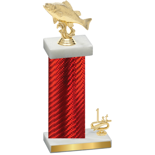 Accented Single Red Carbon Fiber First Place Fishing Trophy