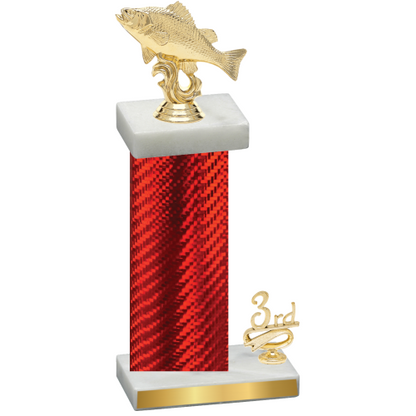 Accented Single Red Carbon Fiber Third Place Fishing Trophy