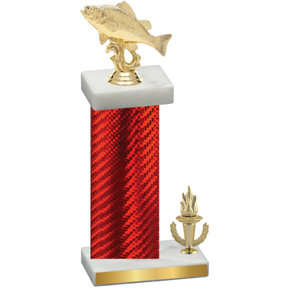 Accented Single Red Carbon Fiber Victory Fishing Trophy