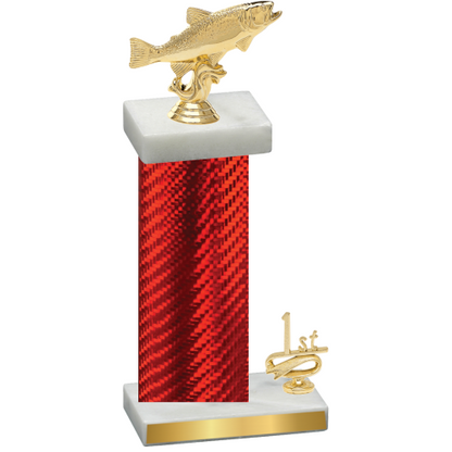 Accented Single Red Carbon Fiber First Place Fishing Trophy