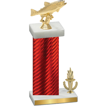 Accented Single Red Carbon Fiber Victory Fishing Trophy