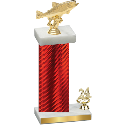 Accented Single Red Carbon Fiber Year Fishing Trophy