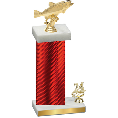 Accented Single Red Carbon Fiber Year Fishing Trophy