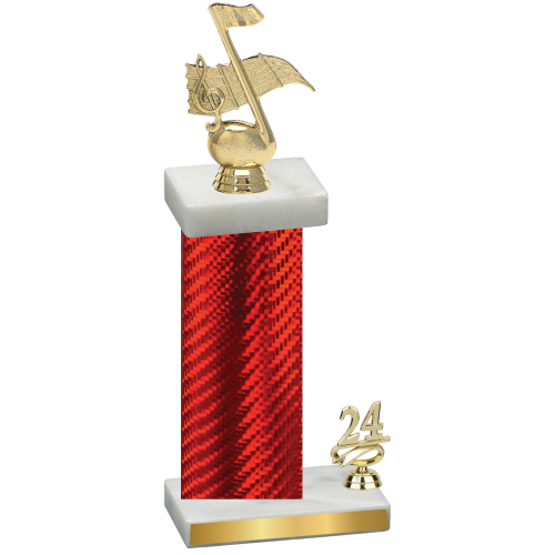 Accented Single Red Carbon Fiber Year Music Trophy