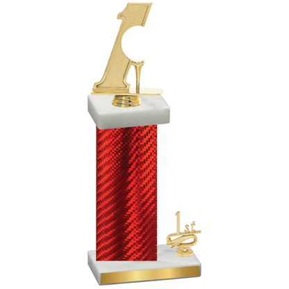 Accented Single Red Carbon Fiber First Place Golf Trophy