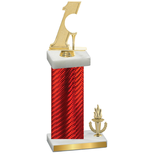 Accented Single Red Carbon Fiber Victory Golf Trophy