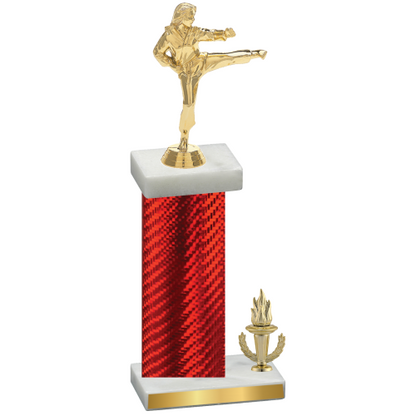 Accented Single Red Carbon Fiber Victory Karate Trophy