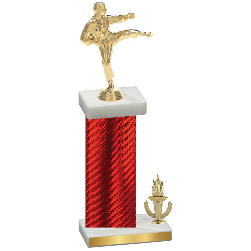 Accented Single Red Carbon Fiber Victory Karate Trophy