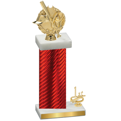 Accented Single Red Carbon Fiber First Place Baseball Trophy