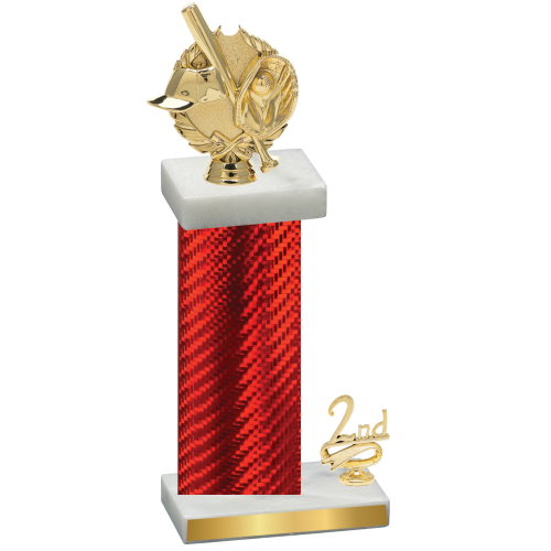 Accented Single Red Carbon Fiber Second Place Baseball Trophy