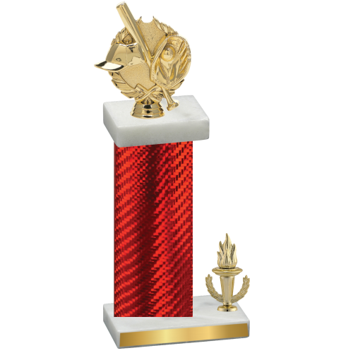 Accented Single Red Carbon Fiber Victory Baseball Trophy